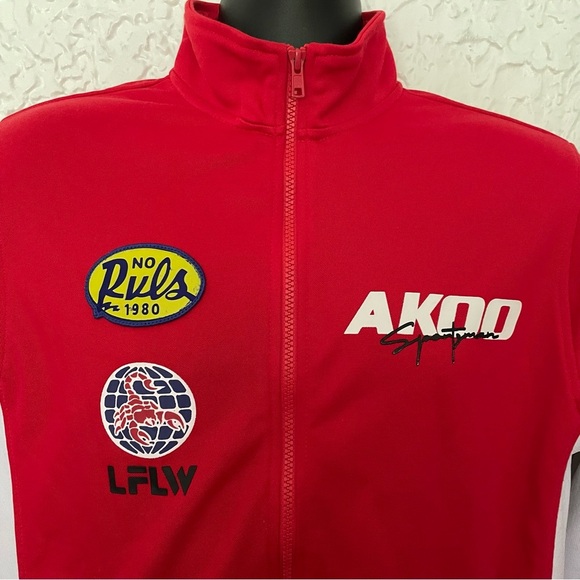 Akoo Y2K Running Track Jacket Size Medium Red - Picture 3 of 7